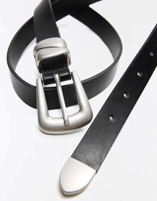 Bershka Double wrap belt in black, 2 of 5