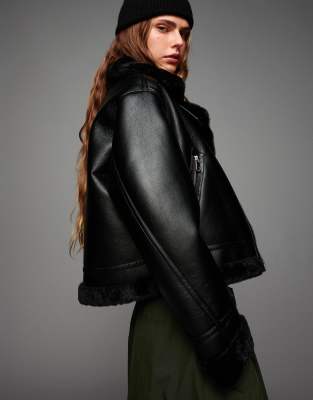 Bershka - Doubleface-Jacke in Schwarz