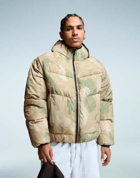 Bershka - Doudoune à capuche - Vert - view 1