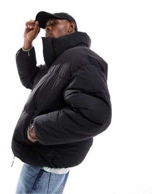 Bershka premium puffer jacket in black - ASOS Price Checker