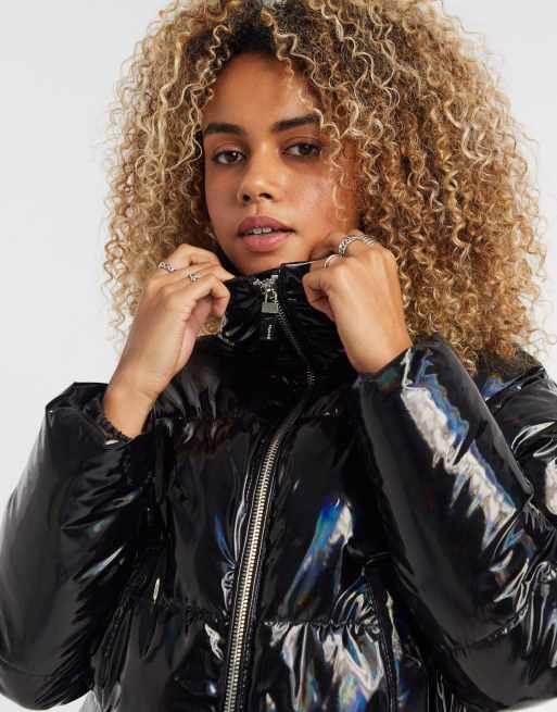 Bershka Doudoune en vinyle Noir ASOS