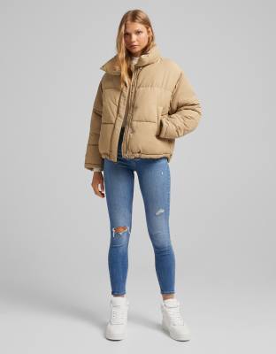 bershka beige puffer jacket