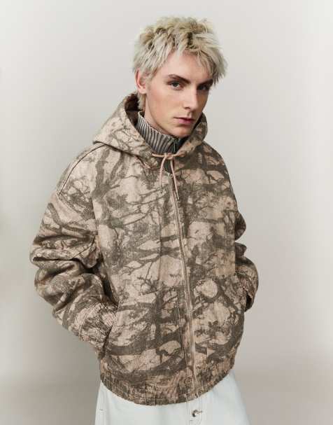 Bershka - Doudoune zippée à capuche - Marron - view 1