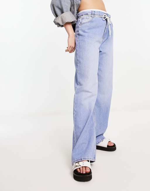 Low Rise Drawstring Waist Baggy Pants