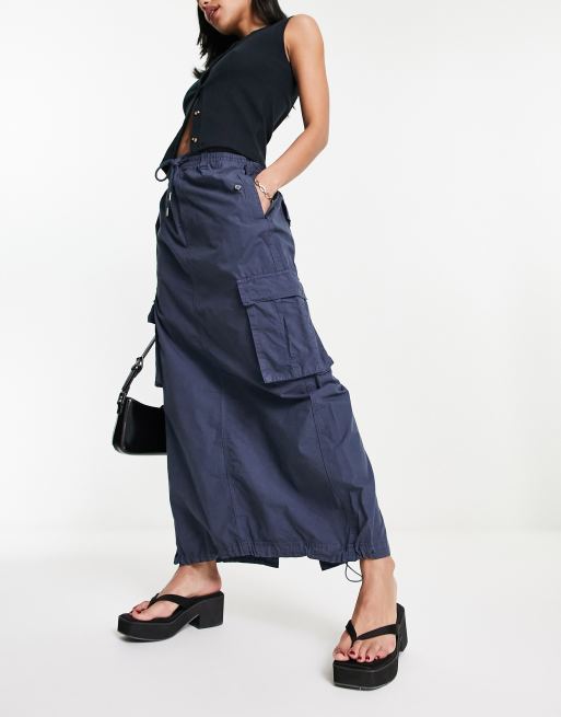 Drawstring navy blue clearance skirt