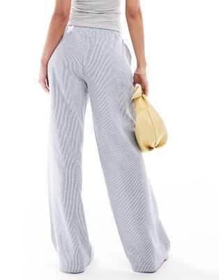 BERSHKA DRAWSTRING WAIST WIDE LEG PANTS 