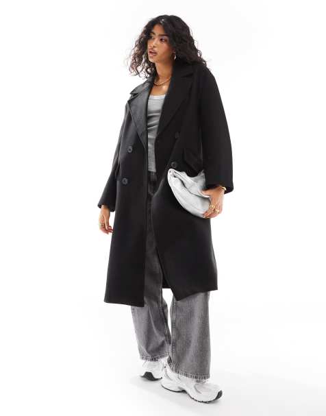 Bershka drop shoulder tailored coat in black - view 1