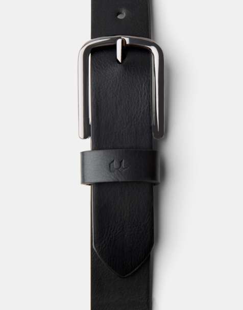 Bershka - Dunne riem van imitatieleer in zwart - view 1