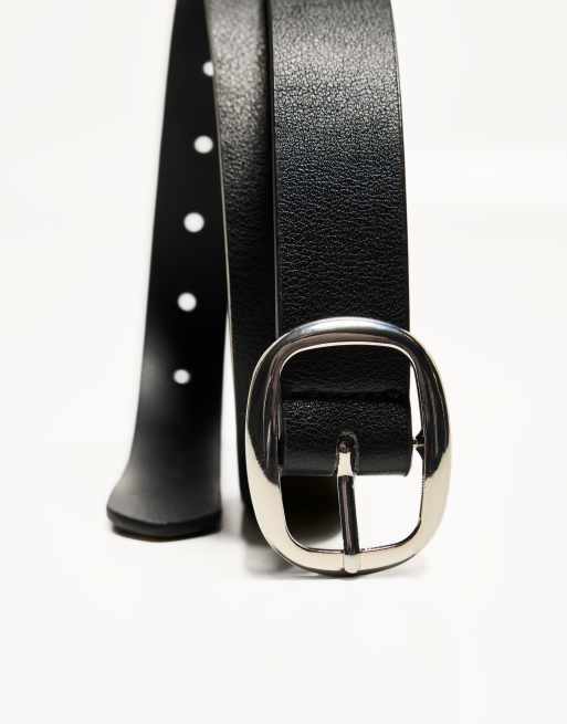 Bershka - Dunne riem van imitatieleer in zwart, 2 van 4