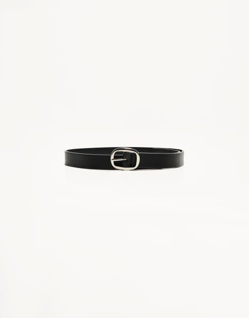 Bershka - Dunne riem van imitatieleer in zwart, 4 van 4