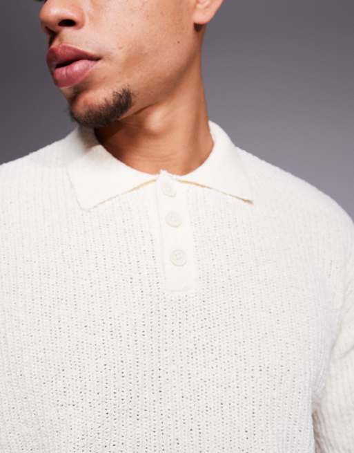 Bershka – Dzianinowa koszulka polo w kolorze ecru, 3 z 4