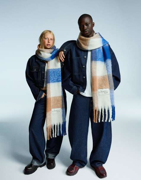 Bershka - Écharpe à carreaux - Bleu marine - view 1