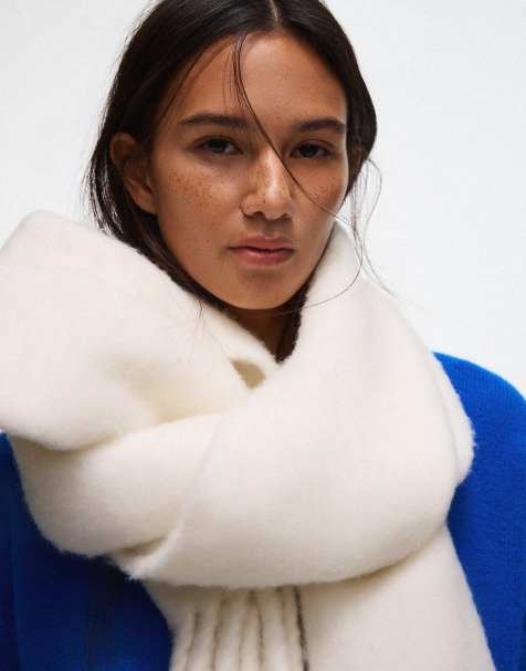 Bershka écharpe chunky à franges écru - view 1