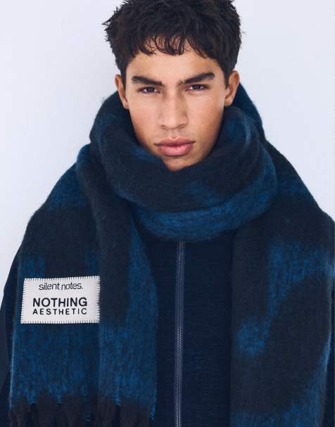 Bershka écharpe maxi à lettres bleue - view 1