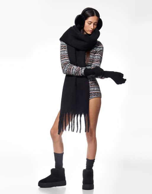 Bershka - Écharpe style couverture - Noir