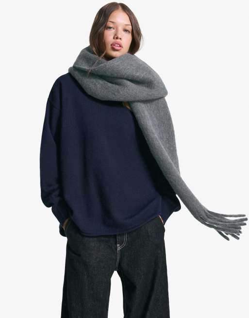 Bershka - Écharpe unie - Gris foncé