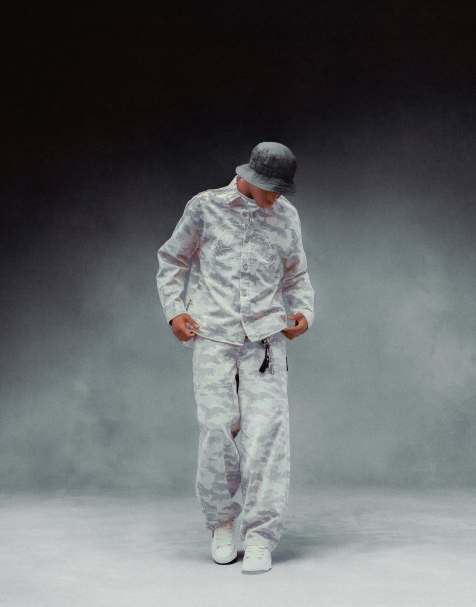 Bershka - Ecko Unltd - Camicia giacca grigia con stampa oversize - view 1