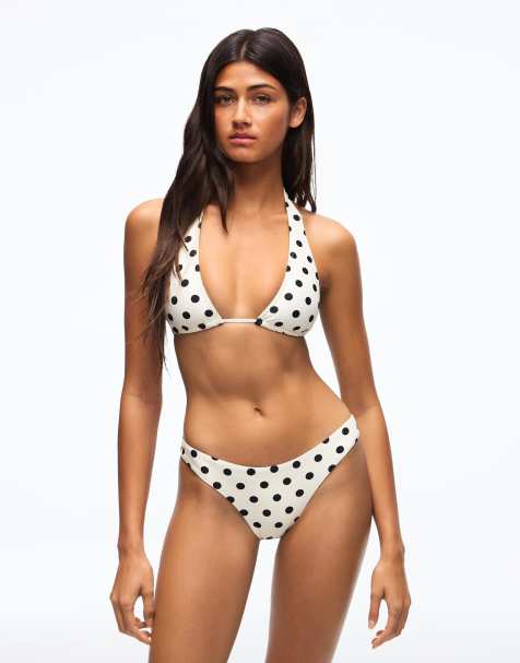 Bershka - Ecrufarvede bikinitrusser med polkaprikker - view 1