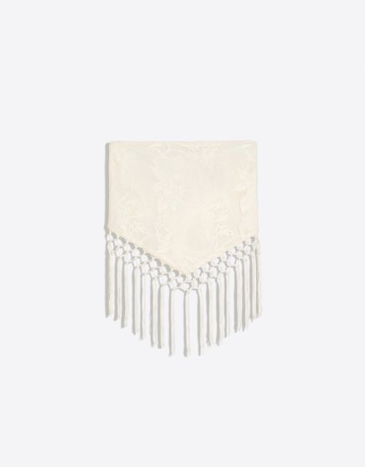 Bershka - Ecrufarvet bandeau-overdel med frynser, 5 af 6