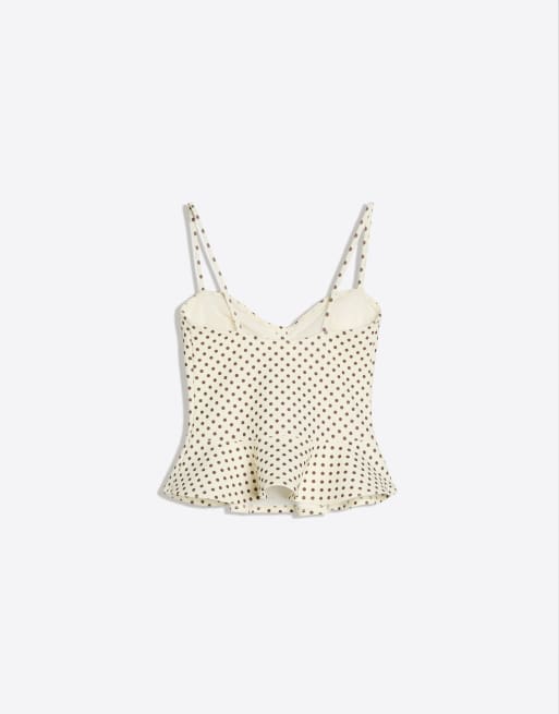Bershka - Ecrufarvet korsettop med peplum-kant, 6 af 6