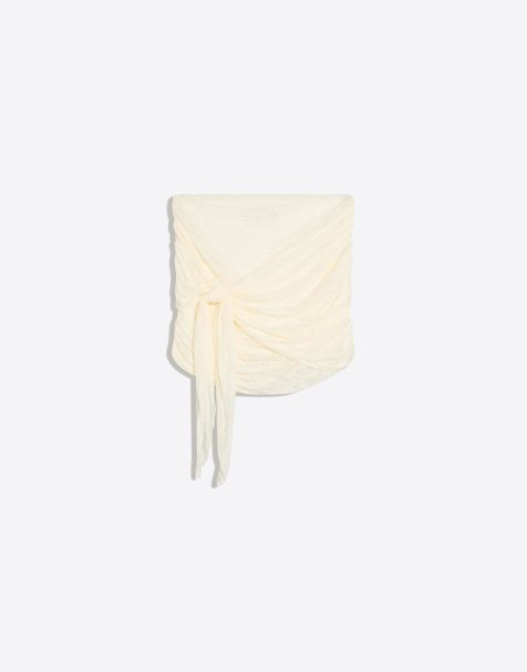 Bershka - Ecrufarvet mininederdel med blonde- og knudedetaljer - view 1