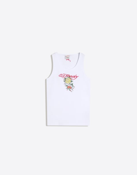 Bershka - Ed Hardy - Hvid top med print - view 1