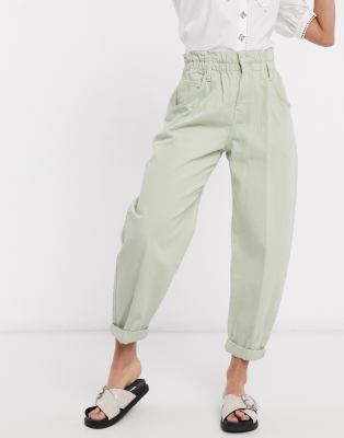 bershka pleat top slouchy trousers