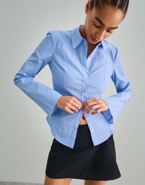 Bershka - Elegant overhemd met uitlopende mouwen in blauw - view 1