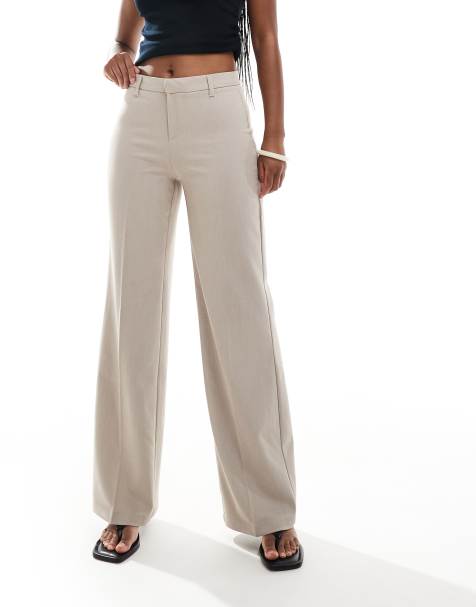Bershka - Elegante broek met hoge taille in gemêleerd beige - view 1