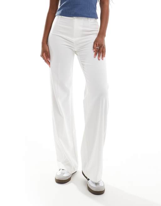 Bershka - Elegante broek met hoge taille in wit