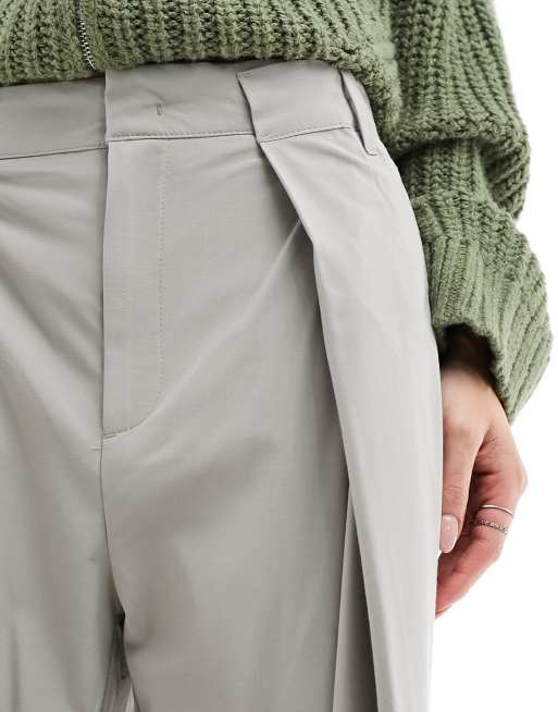 Bershka - Elegante broek met overslag in stone, 5 van 5