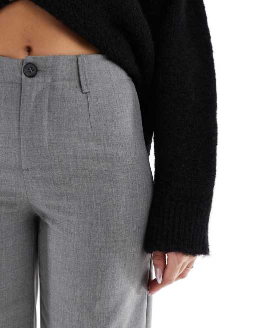 Bershka - Elegante broek met wijde pijpen in grijs, 5 van 5