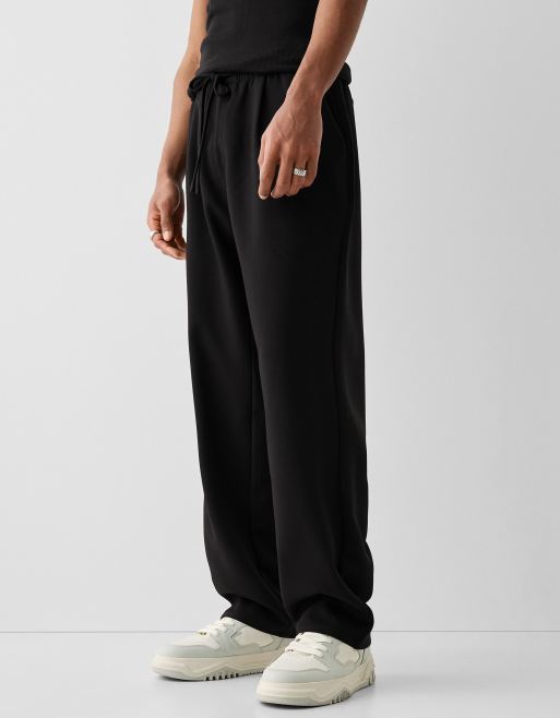 Bershka - Elegante broek met wijde pijpen in zwart