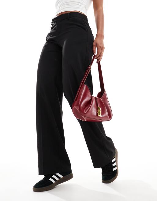 Bershka - Elegante broek met wijde pijpen in zwart