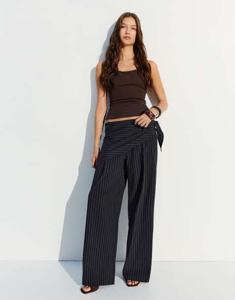 Bershka – Elegante Hose in Blau mit Schaldetail - view 1