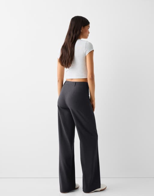 Bershka – Elegante Hose in Grau mit weitem Bein, 3 von 5