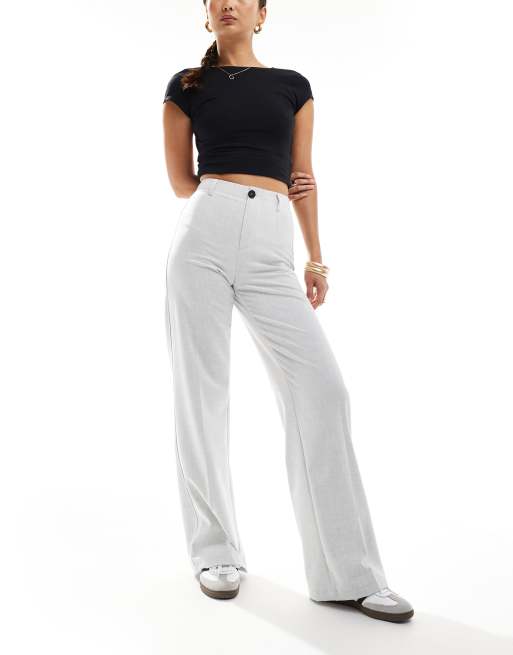 Bershka – Elegante Hose in Hellgrau