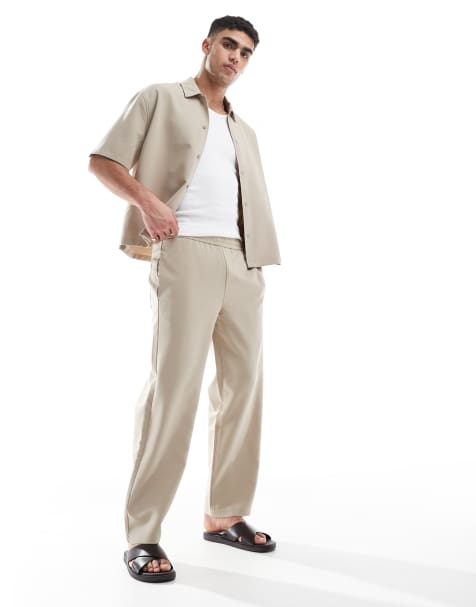 Bershka – Elegante Hose in Sand mit weitem Bein - view 1