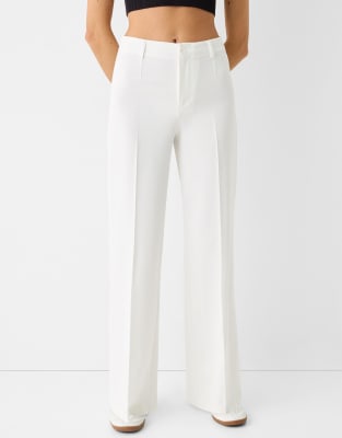 Bershka - Elegante Hose in Weiß mit weitem Bein