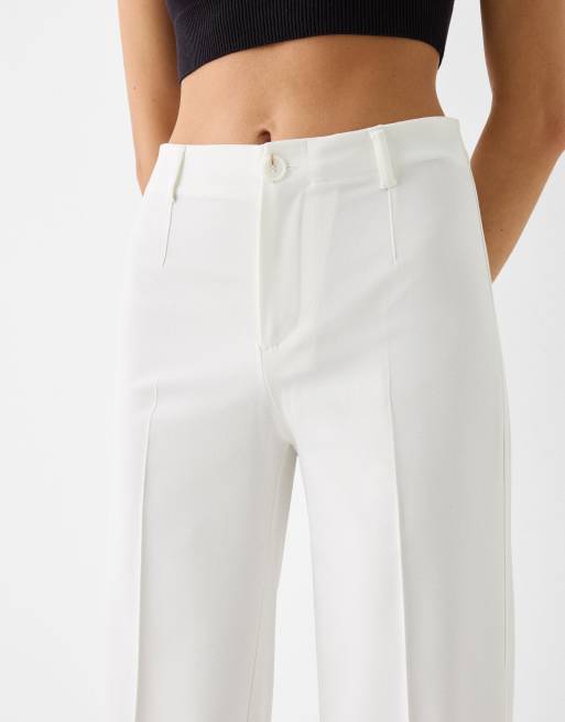 Bershka – Elegante Hose in Weiß mit weitem Bein, 2 von 5