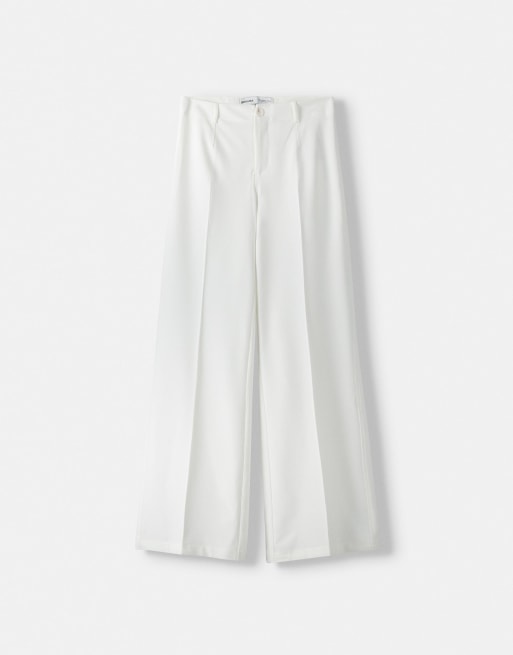 Bershka – Elegante Hose in Weiß mit weitem Bein, 4 von 5