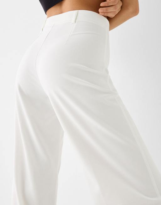 Bershka – Elegante Hose in Weiß mit weitem Bein, 5 von 5