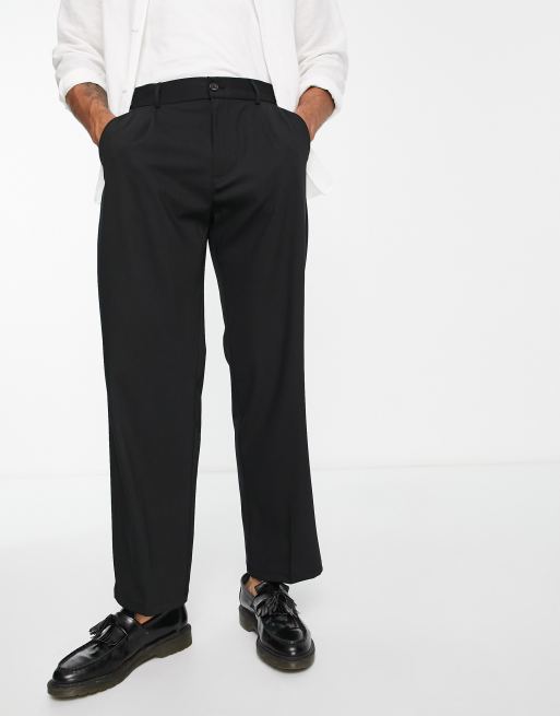 Bershka – Elegante Hose mit weitem Schnitt in Schwarz