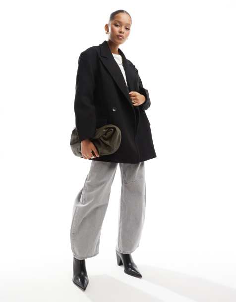 Bershka – Eleganter Oversize-Mantel in Schwarz mit kastigem Schnitt - view 1