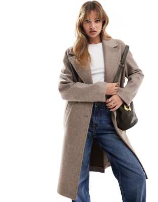 Bershka - Eleganter Oversize-Mantel in Taupe-Neutral