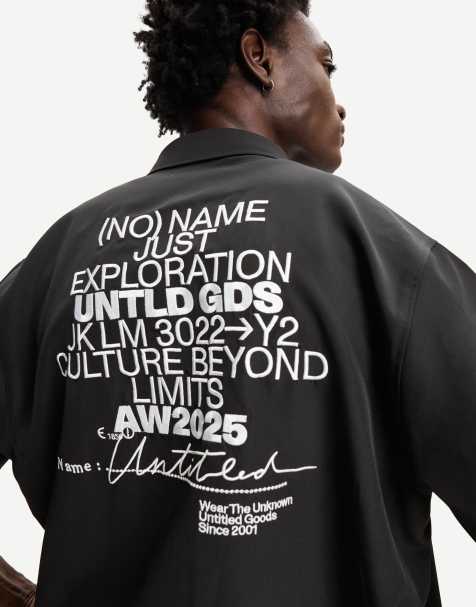 Bershka – Elegantes, kastig geschnittenes Hemd in Schwarz mit Stickerei - view 1