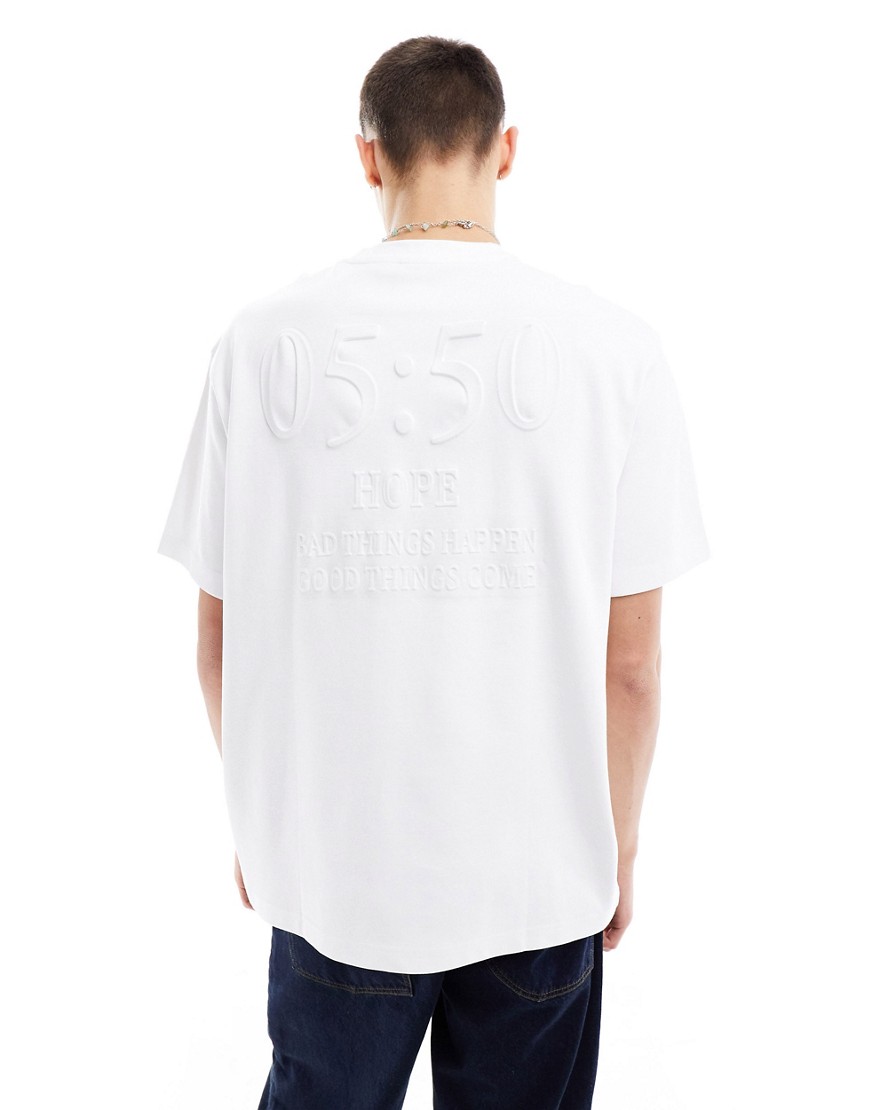 embossed printed t-shirt in white