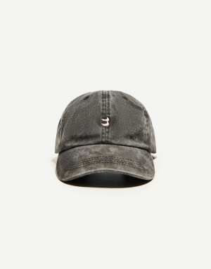 Bershka embroidered cap in black