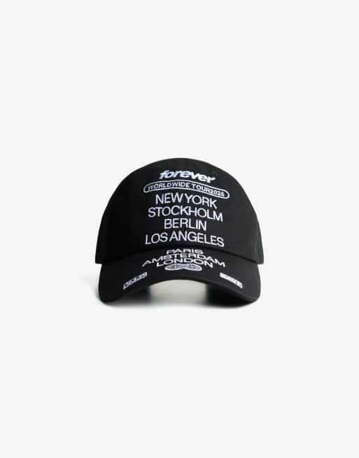 Bershka Embroidered cap in black