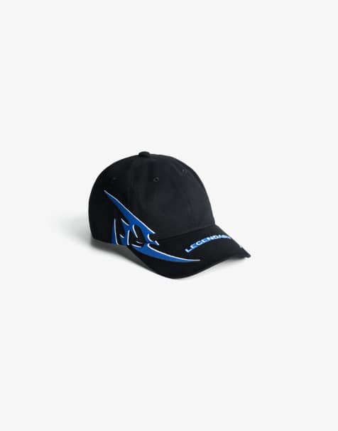 Bershka Embroidered cap in black - view 1